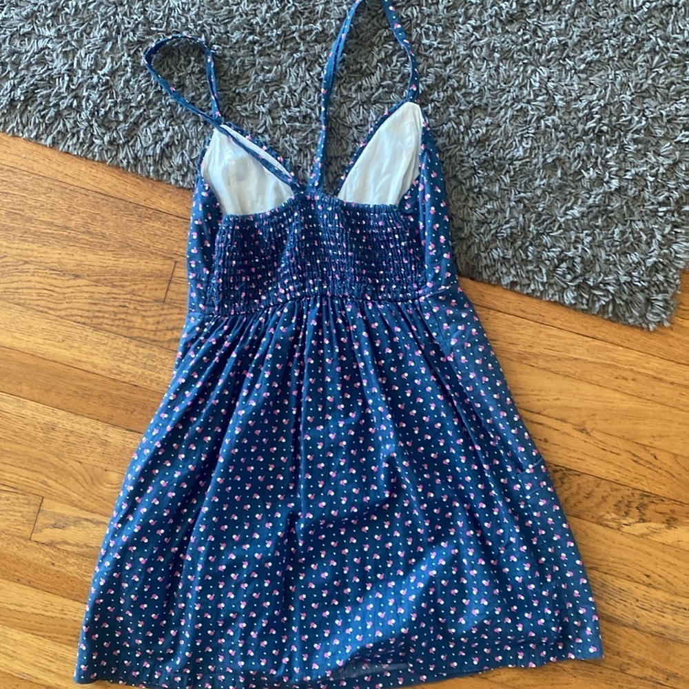 Hollister Navy Blue Pink White Polka Dot Mini Racerback Dress Size Medium - Picture 8 of 11